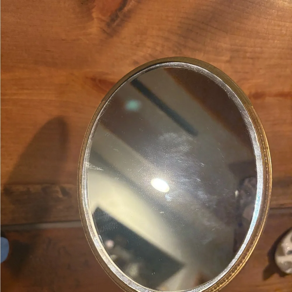 Vintage Brass Handheld French Design Mirror